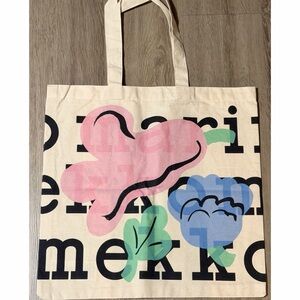 Marimekko Canvas Tote with Pink and Blue Floral Design
